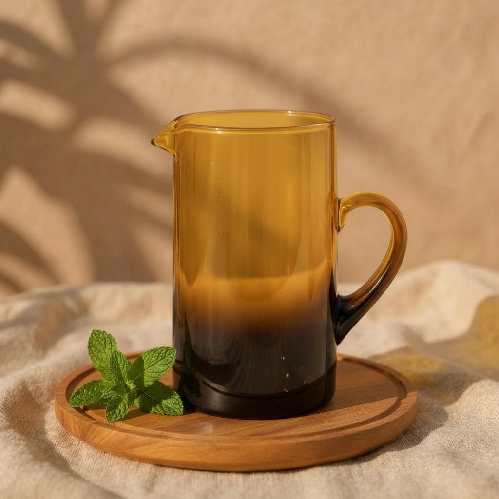 Handblown Moroccan Glass Carafe – Traditional Beldi Pitcher for Tea, Coffee & Juice (1L)