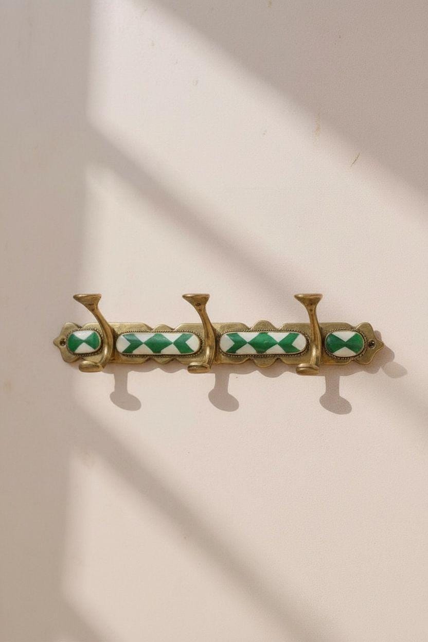 Unlacquered Brass Robe Hook Set – Vintage Rustic Wall Mount