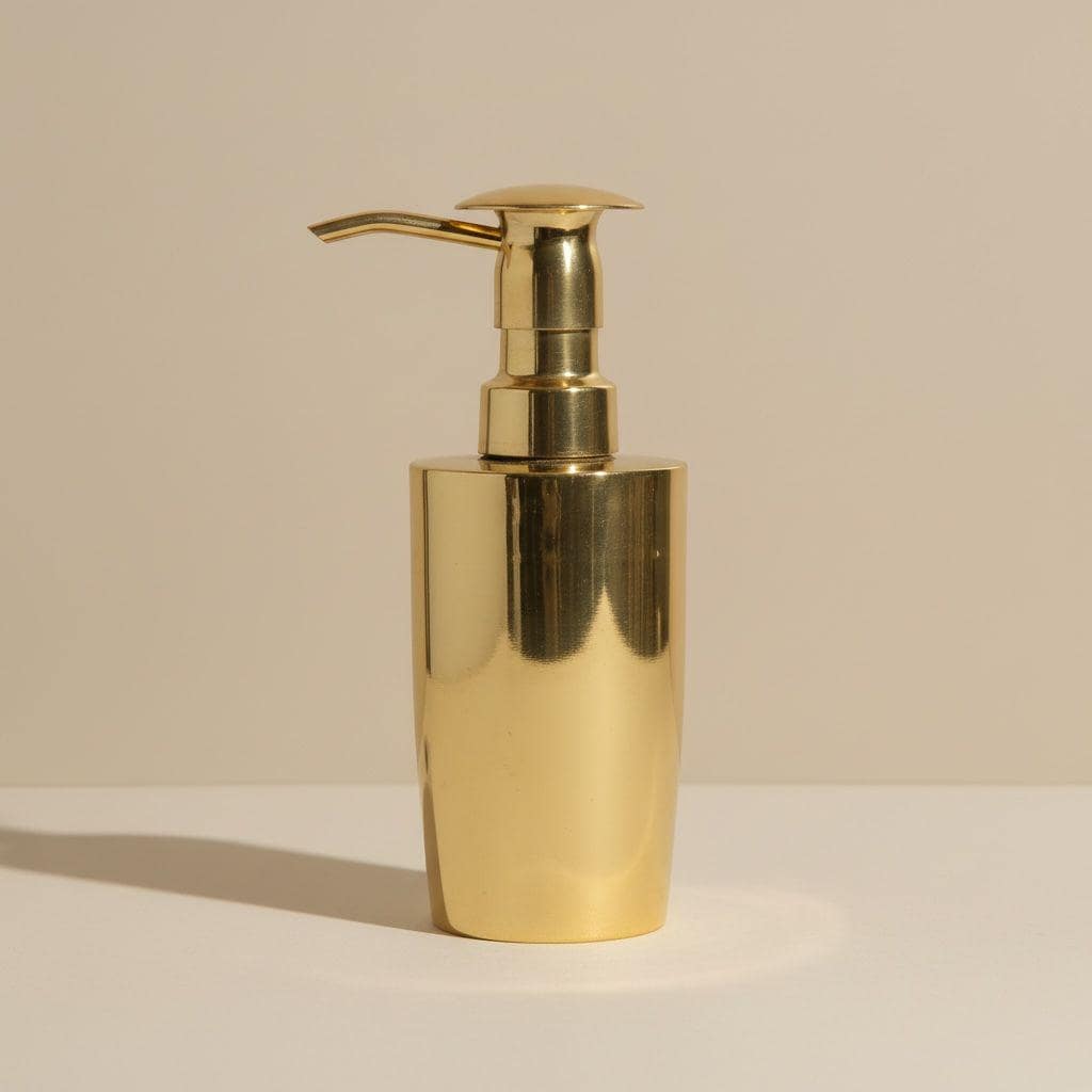 Unlacquered Brass Double Soap Dispenser – Solid Brass Wall Mounted Pump, Vintage Bathroom Hardware
