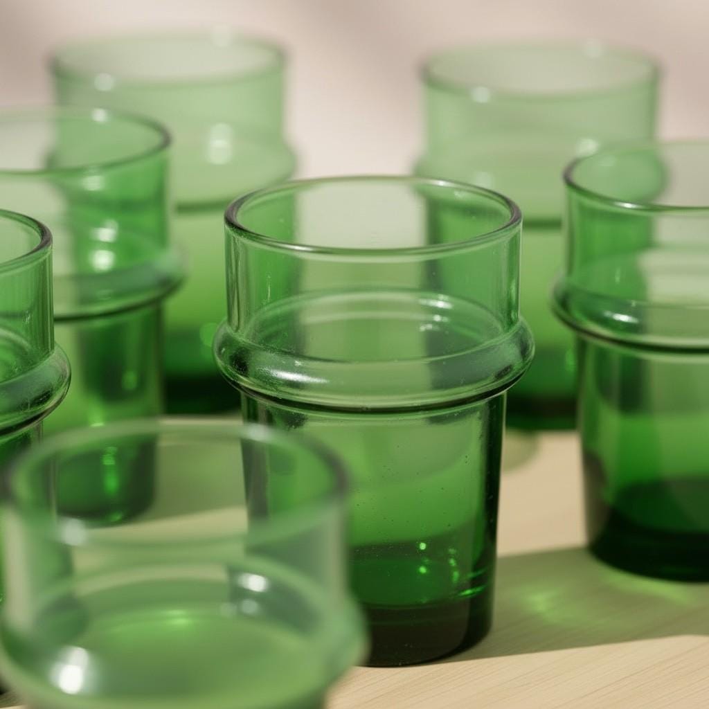 Set of 6 Handmade Moroccan Tea Glasses – Gold Rim Beldi Set