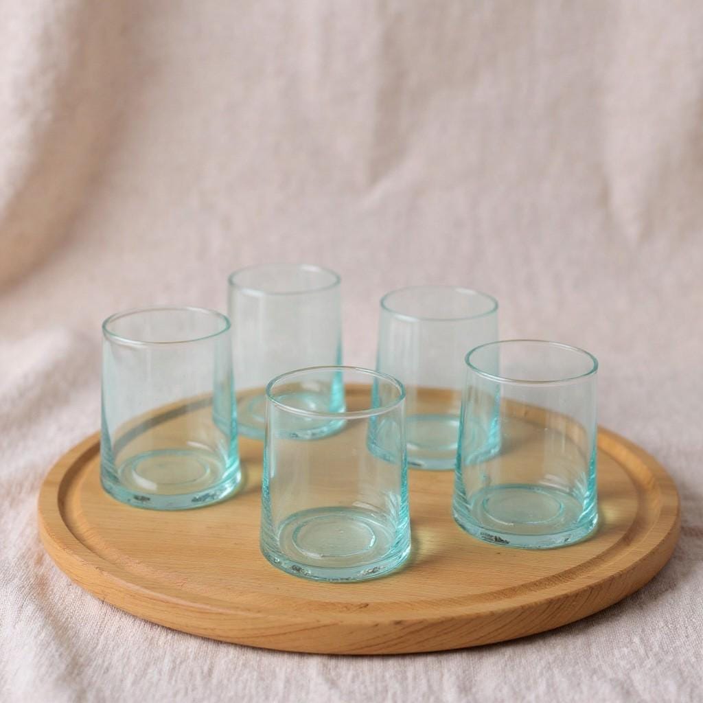 Set of 6 Hand-Blown Glass Tumbler Set – Clear Cylindrical Glasses for Tea, Coffee & Juice