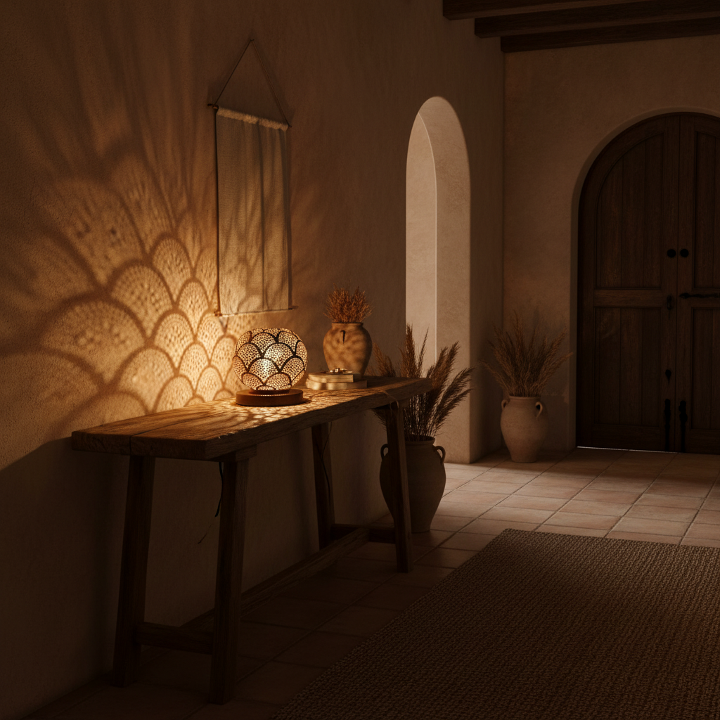 Entryway console at night