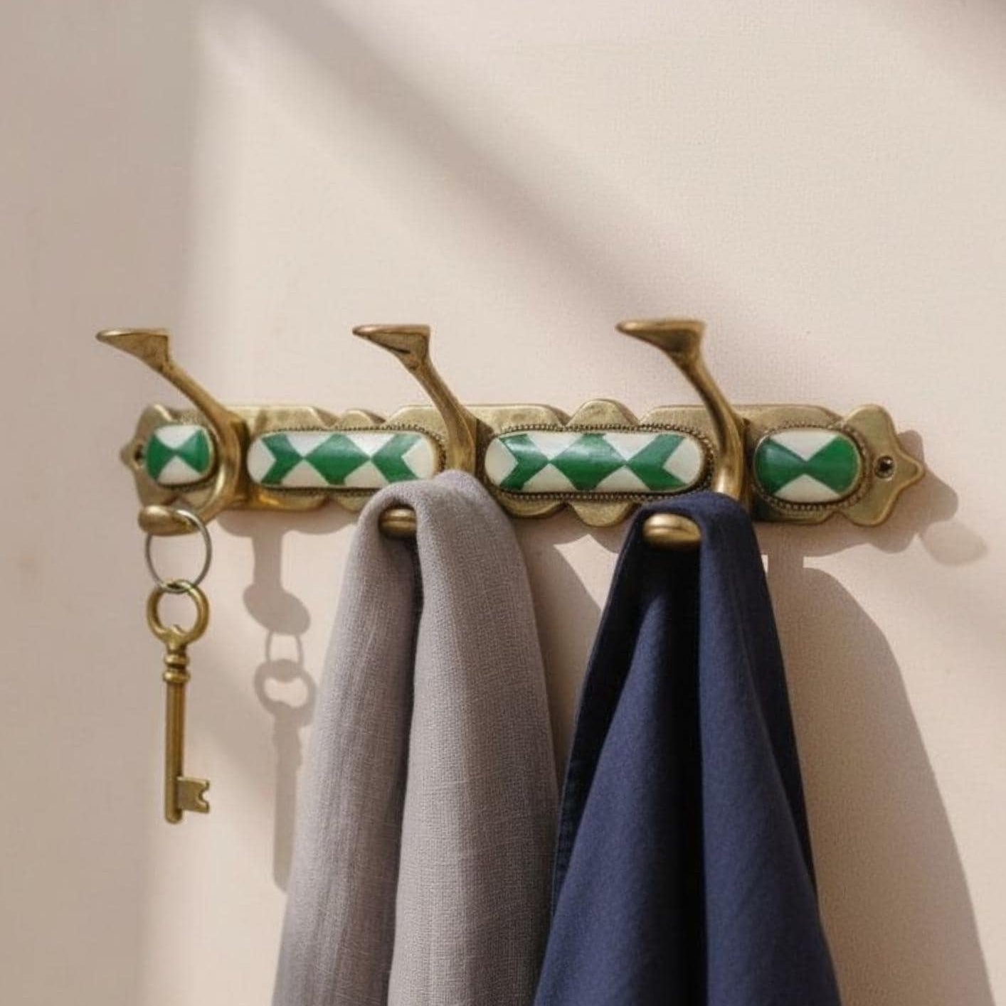 Unlacquered Brass Robe Hook Set – Vintage Rustic Wall Mount