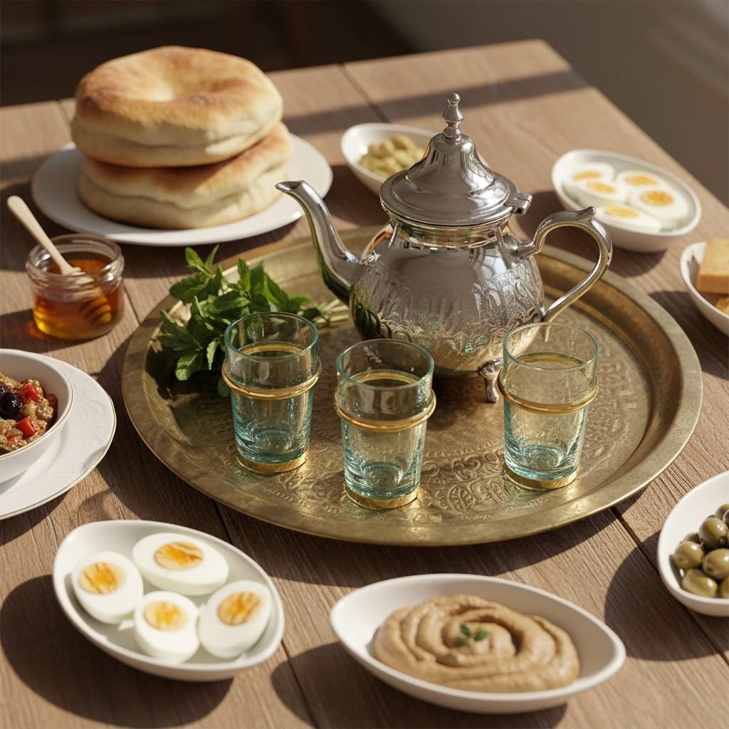 Set of 6 Handmade Moroccan Tea Glasses – Gold Rim Beldi Set