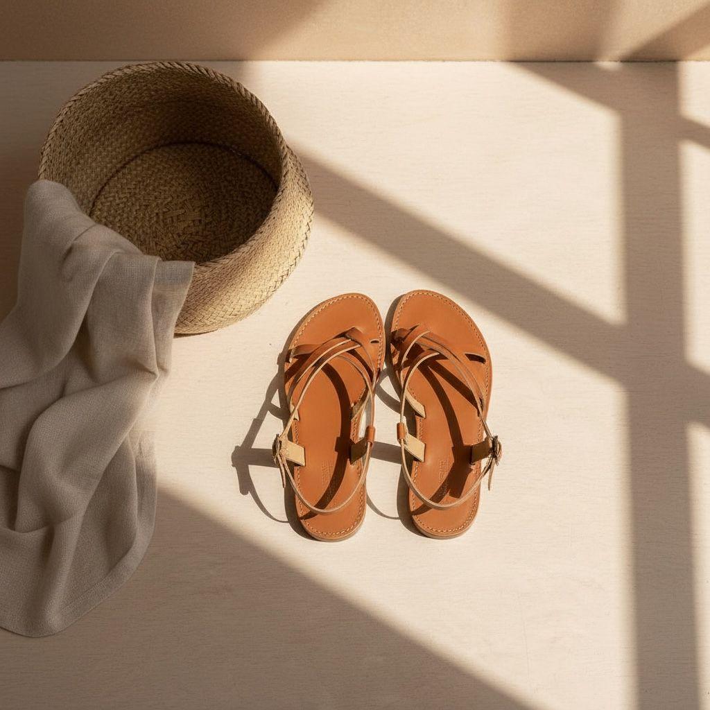Handmade Leather Flat Sandals – Minimalist Summer Shoes