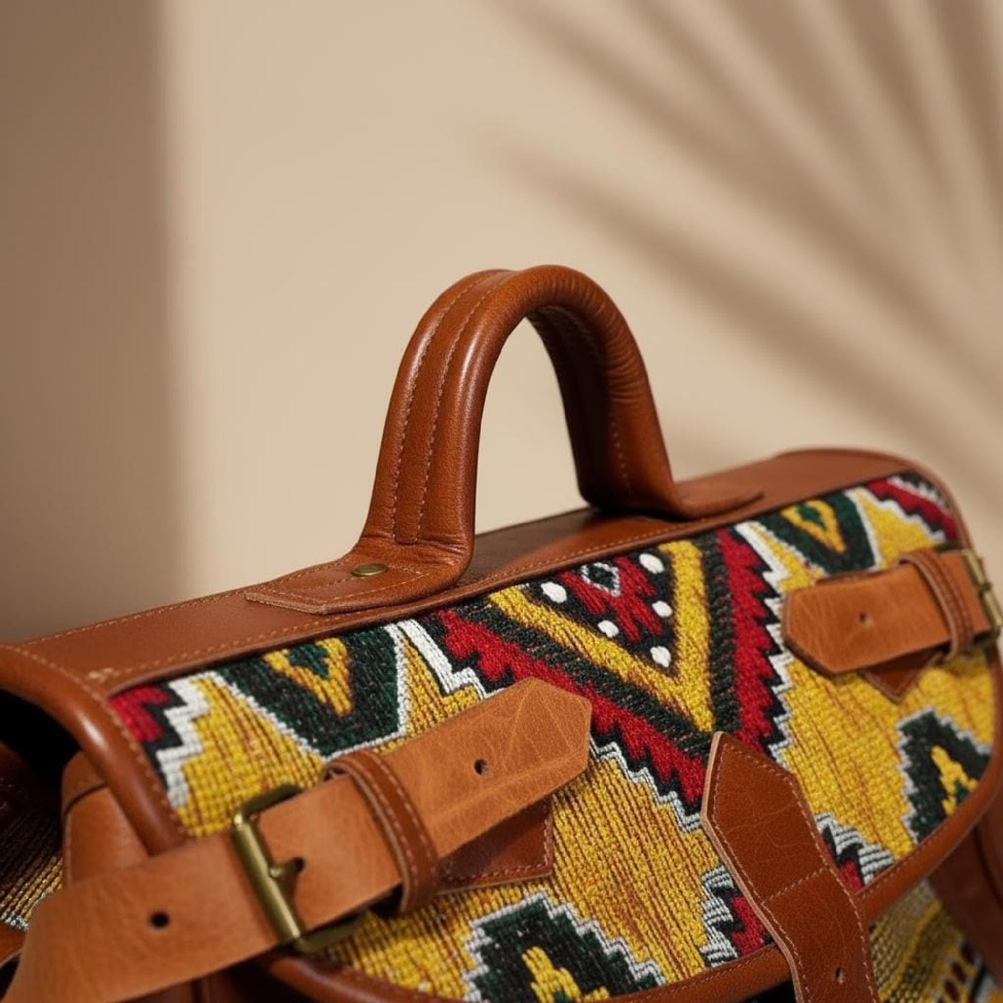 Moroccan Rug Bag Leather Duffel Vintage