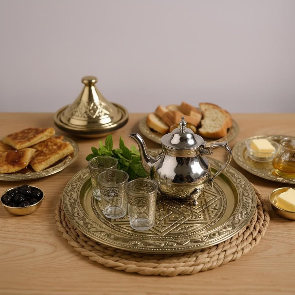 Handmade Moroccan Silver Tea Tray – Traditional Engraved Serving Tray