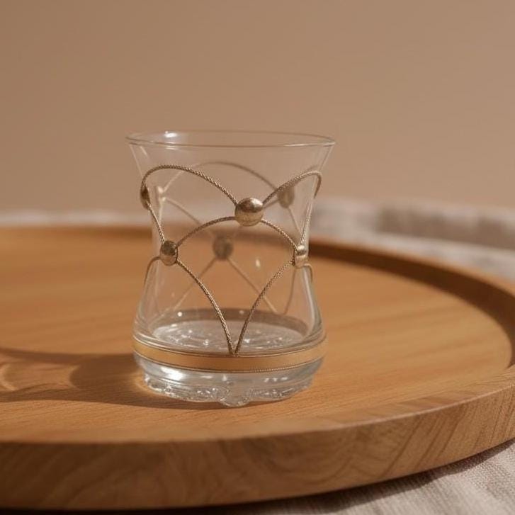 Set of 6 Handmade Moroccan Tea Glasses – Gold Rim Beldi Set