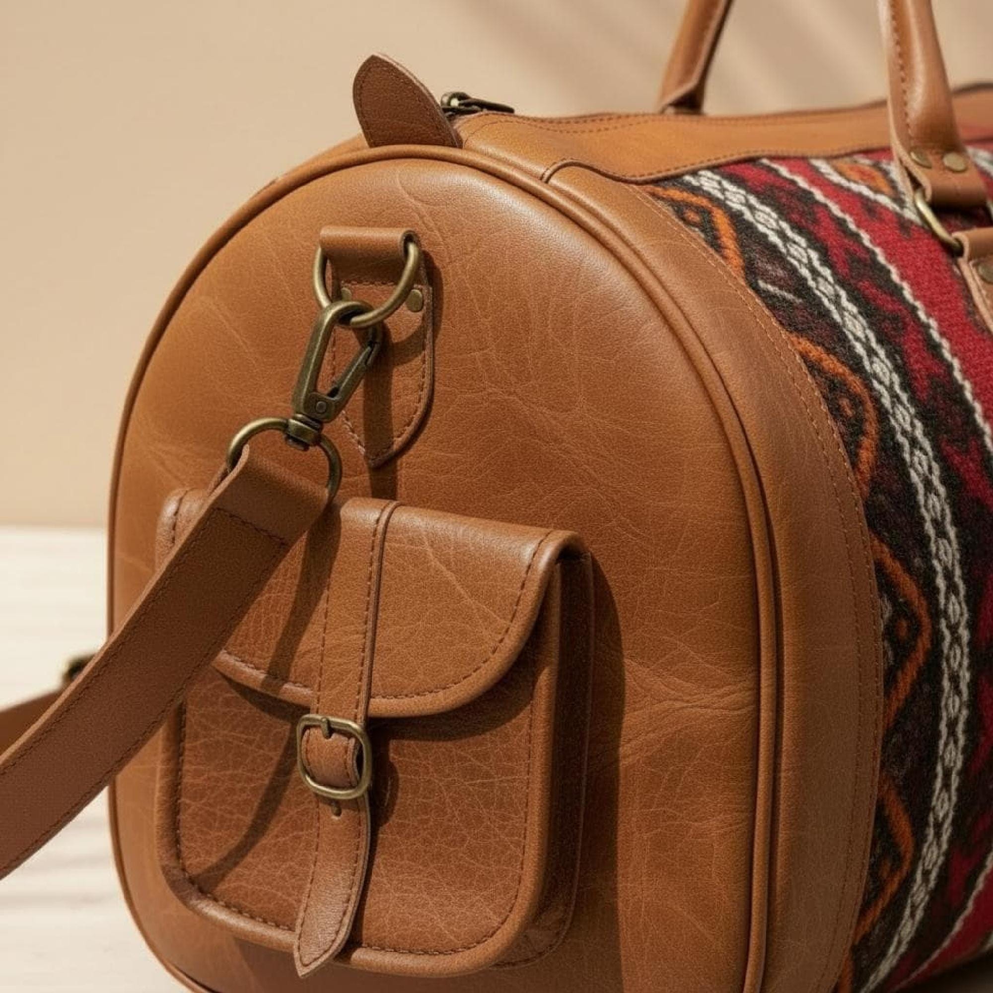 Moroccan Rug Bag Handmade Leather Duffel