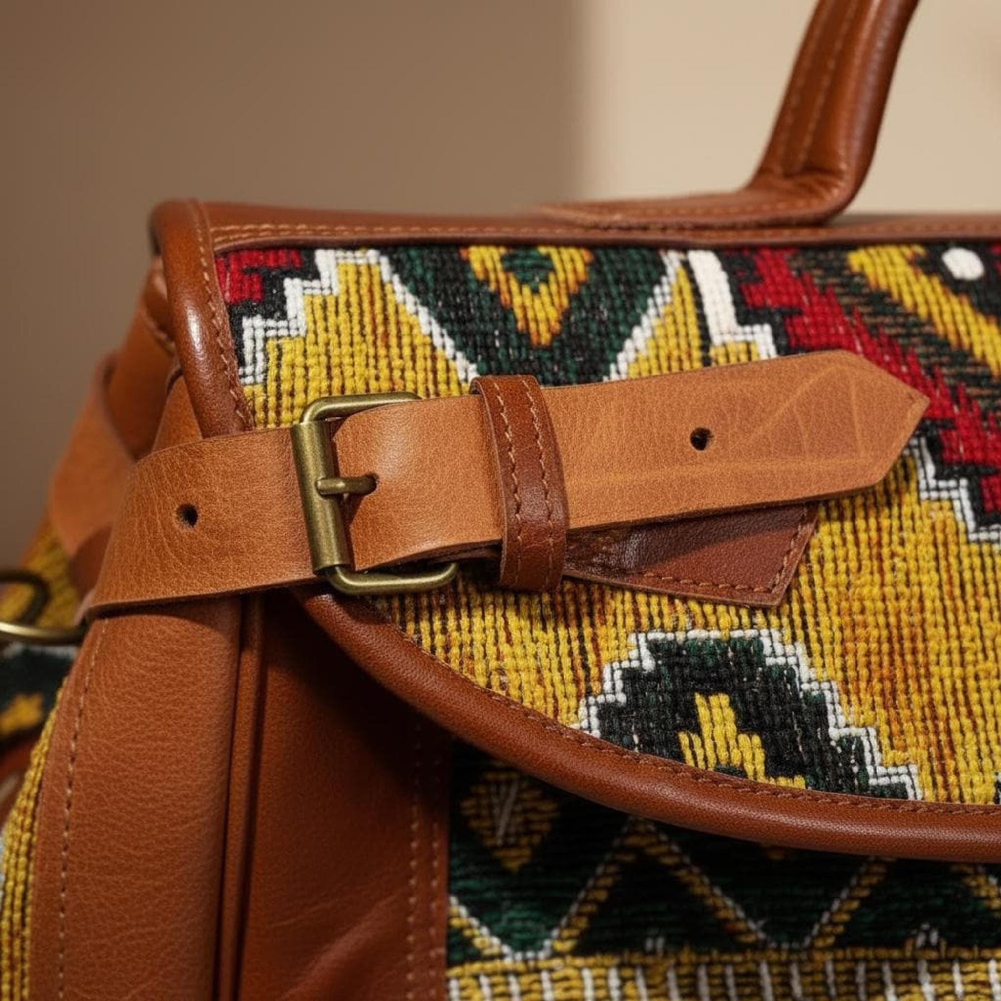 Moroccan Rug Bag Leather Duffel Vintage
