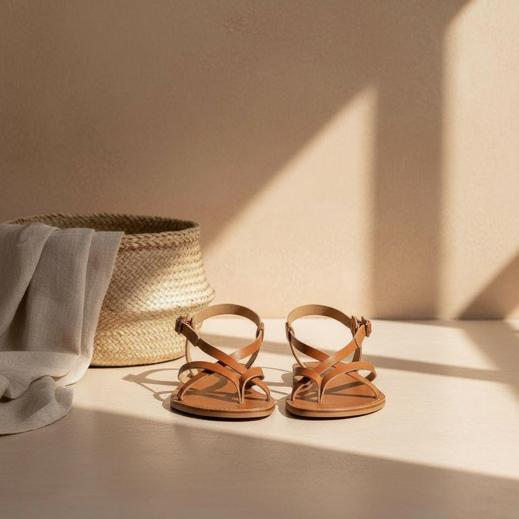 Handmade Leather Flat Sandals – Minimalist Summer Shoes