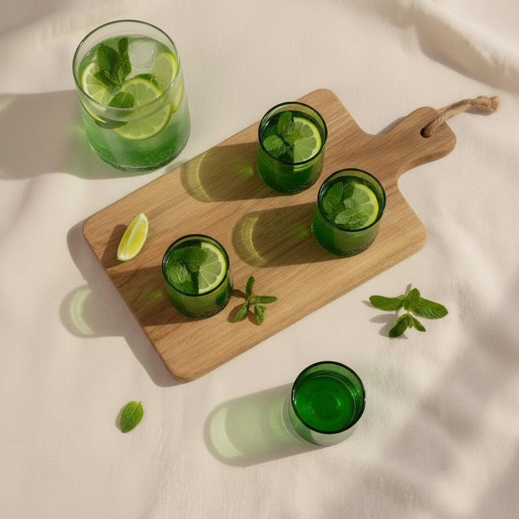 Set of 6 Hand-Blown Glass Tumbler Set – Clear Cylindrical Glasses for Tea, Coffee & Juice