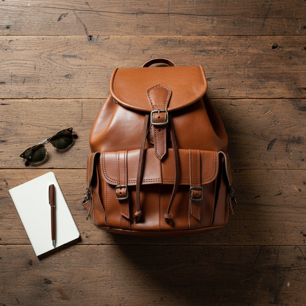 Handmade Moroccan Leather Backpack Vintage Rucksack