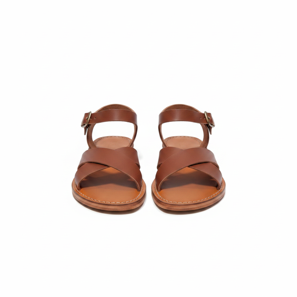 Handmade Leather Sandals Women Flat Ankle Strap Minimalist