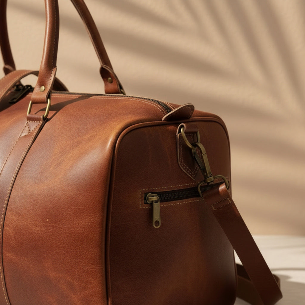 Handmade Moroccan Leather Duffle Bag Travel Weekender