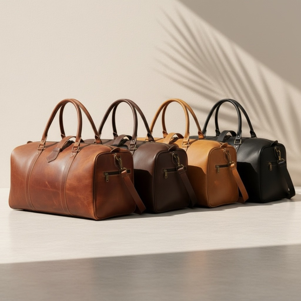 Handmade Moroccan Leather Duffle Bag Travel Weekender