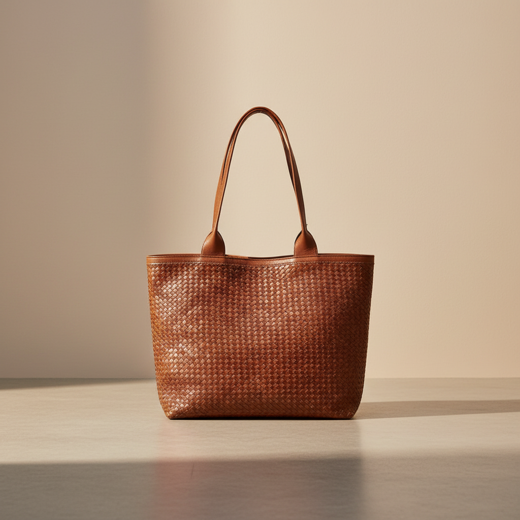 Handmade Moroccan Braided Leather Tote Bag