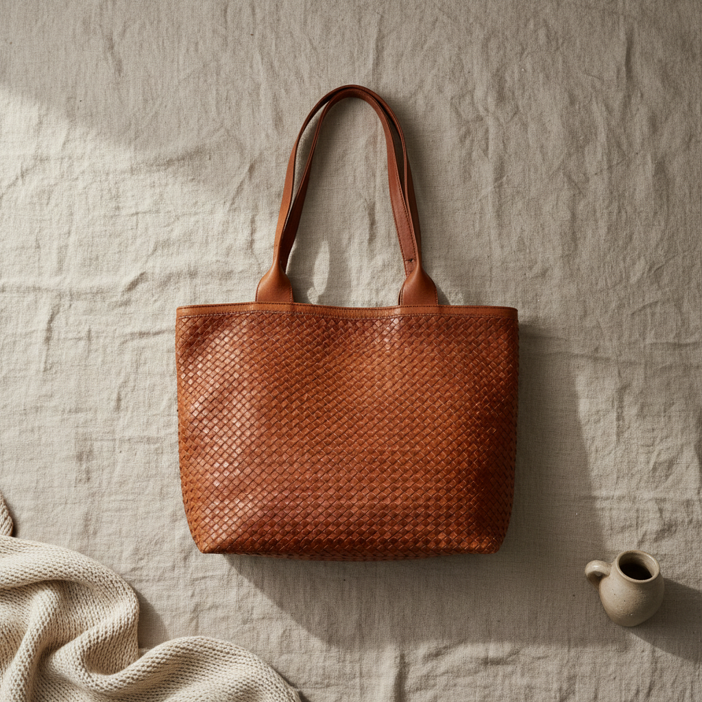 Handmade Moroccan Braided Leather Tote Bag