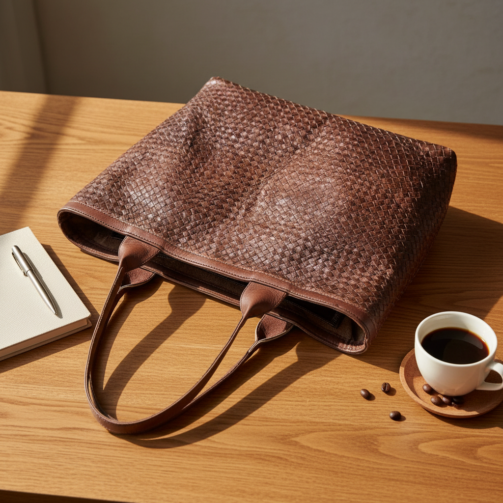 Handmade Moroccan Braided Leather Tote Bag