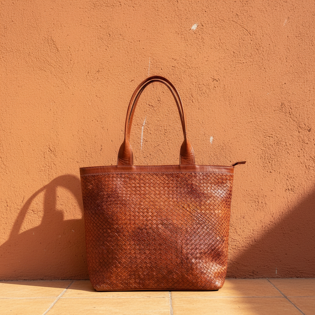 Handmade Moroccan Braided Leather Tote Bag