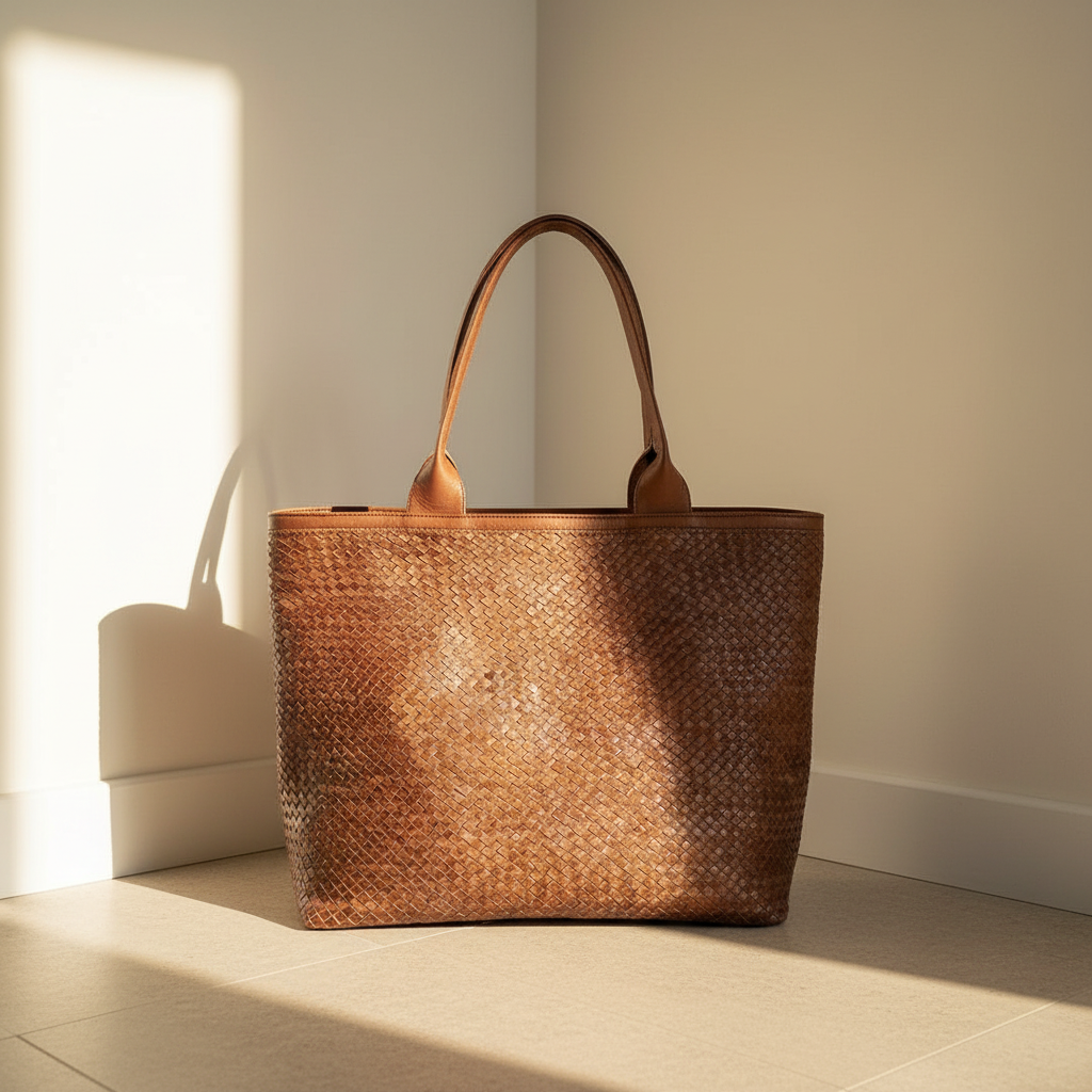 Handmade Moroccan Braided Leather Tote Bag
