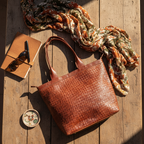 Handmade Moroccan Braided Leather Tote Bag