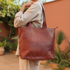 Handmade Moroccan Braided Leather Tote Bag