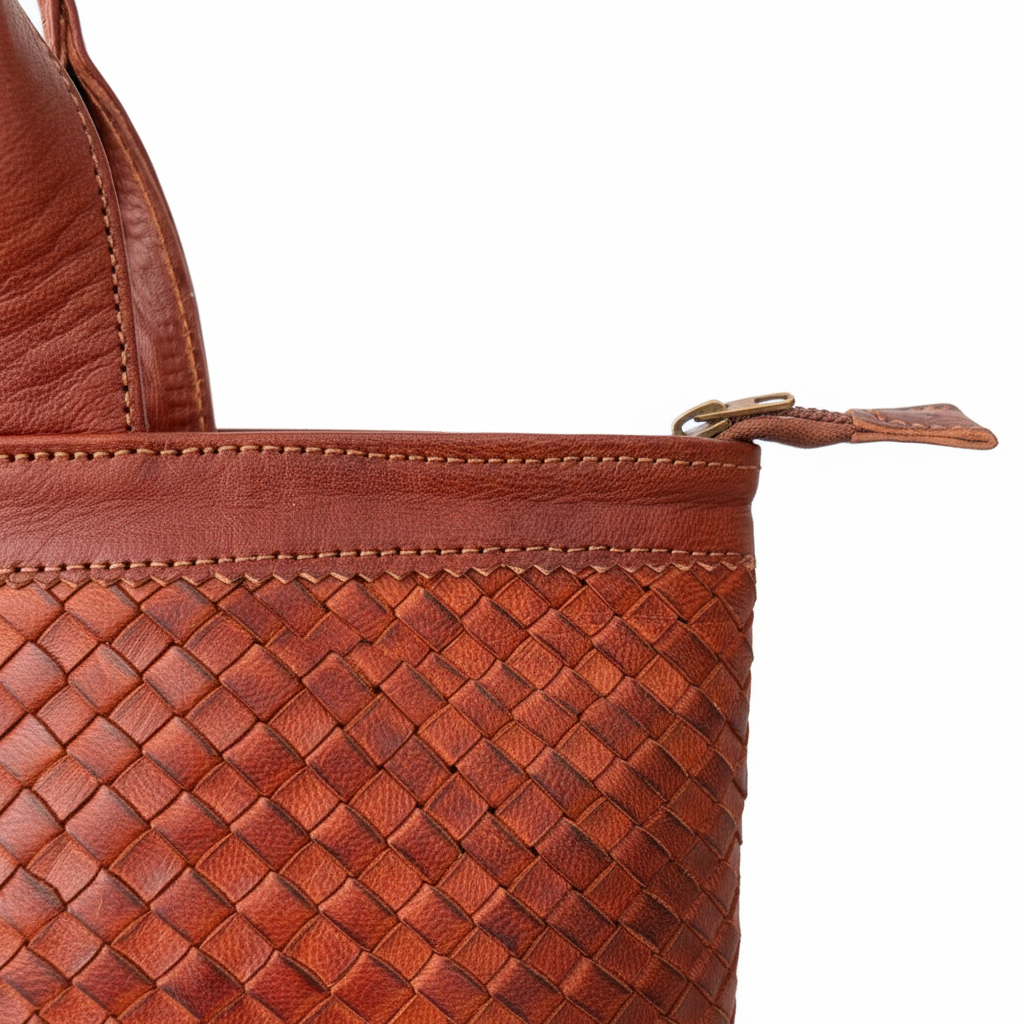 Handmade Moroccan Braided Leather Tote Bag