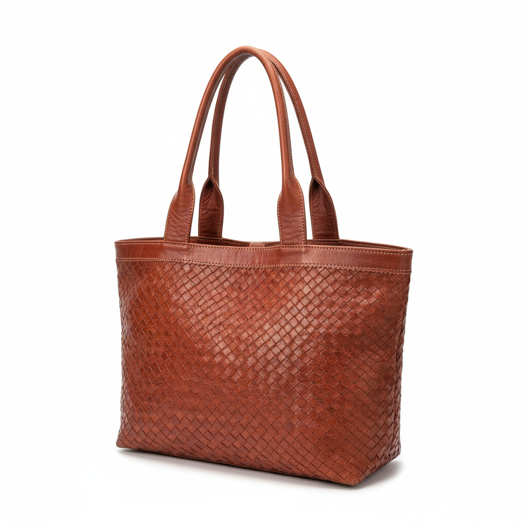 Handmade Moroccan Braided Leather Tote Bag