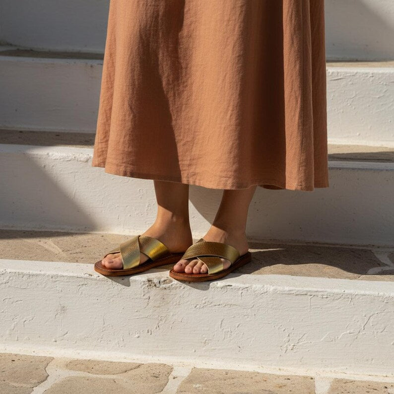 Handmade Moroccan Leather Sandals for Women, Natural Leather Babouche, Traditional Slippers, Orthopedic Artisan Shoes