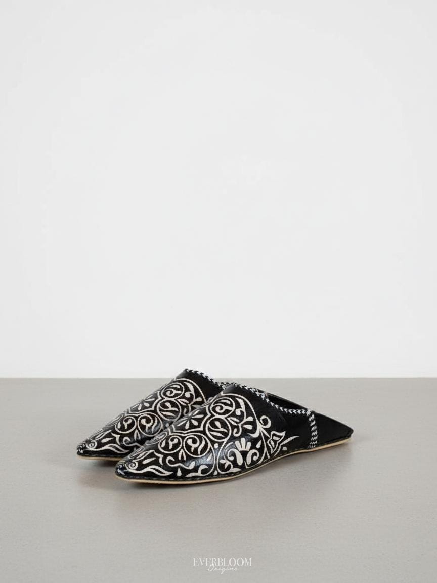 Moroccan Babouches for Women: Premium Leather Slippers, Moroccan Babouches Shoes Women - Handmade