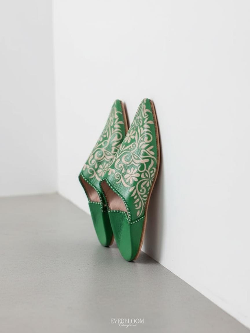 Moroccan Babouches for Women: Premium Leather Slippers, Moroccan Babouches Shoes Women - Handmade