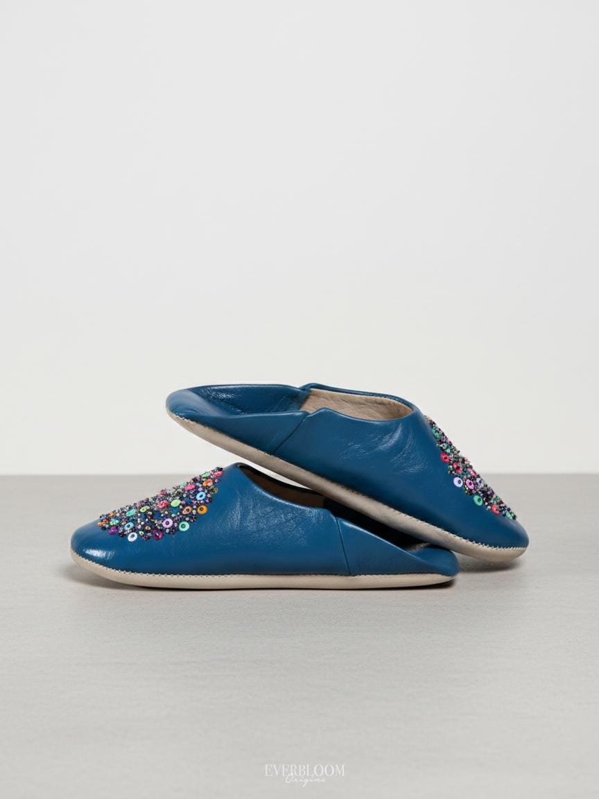 Moroccan Babouche Slippers Women – Handmade Leather Moroccan Slippers, Soft Indoor Shoes, Cozy Loungewear