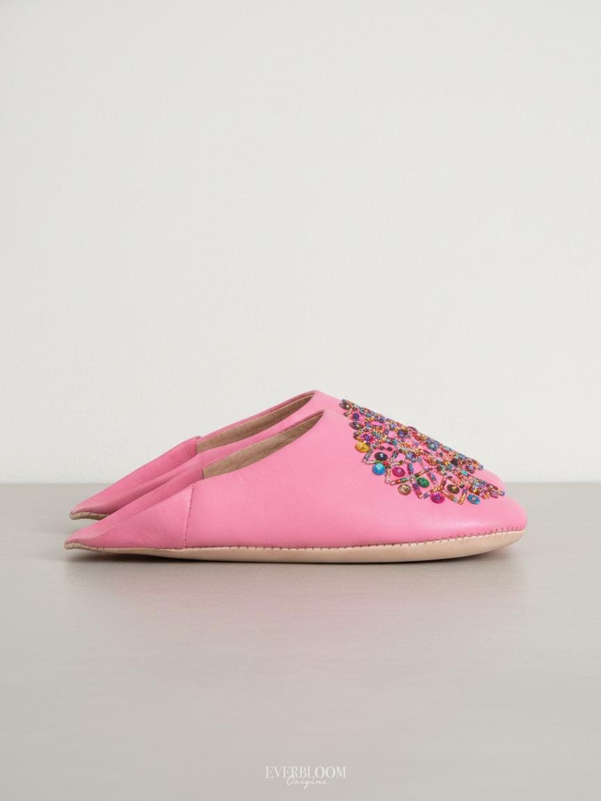 Moroccan Babouche Slippers Women – Handmade Leather Moroccan Slippers, Soft Indoor Shoes, Cozy Loungewear