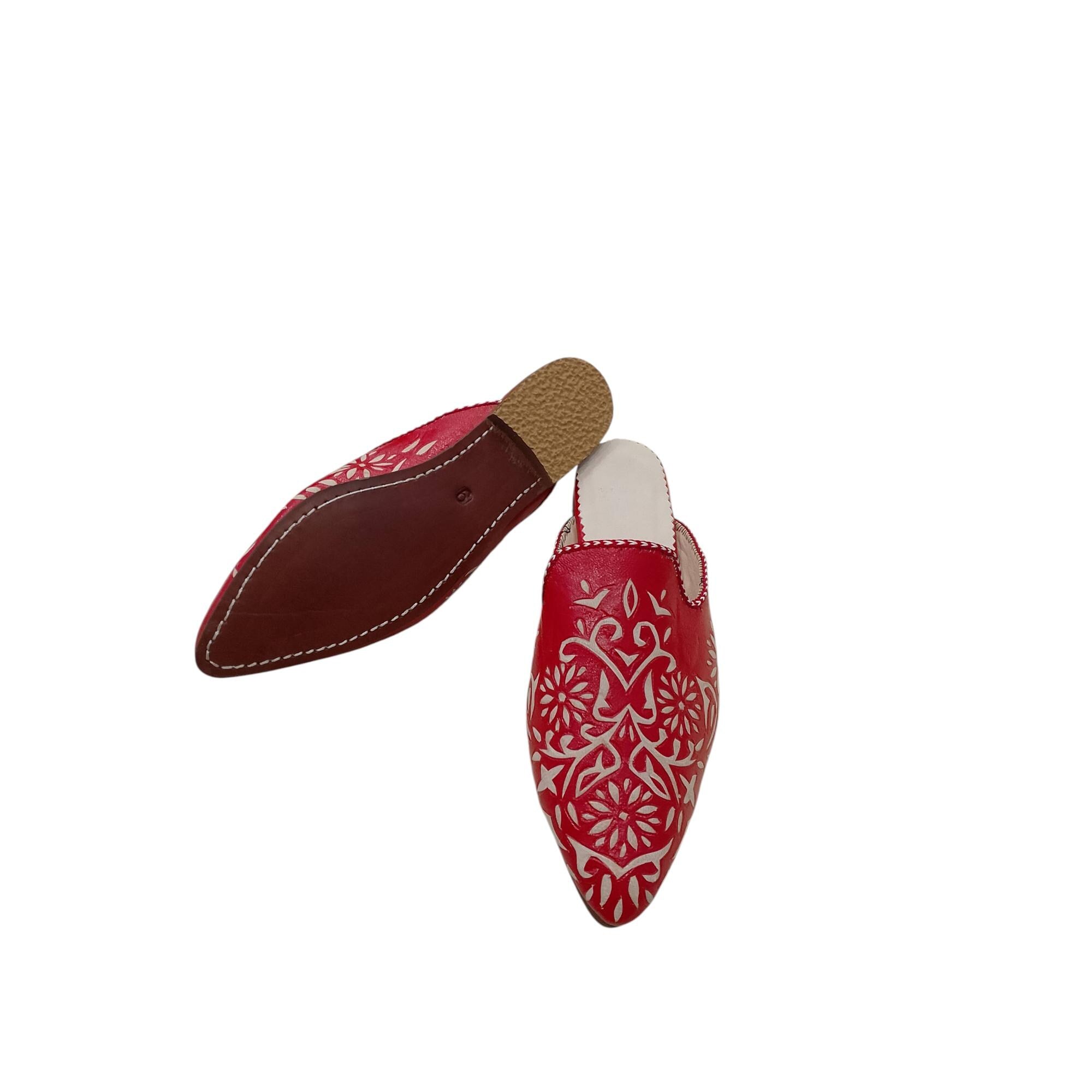 Handmade Moroccan Leather Babouche – Green Traditional Slippers with Floral Motif