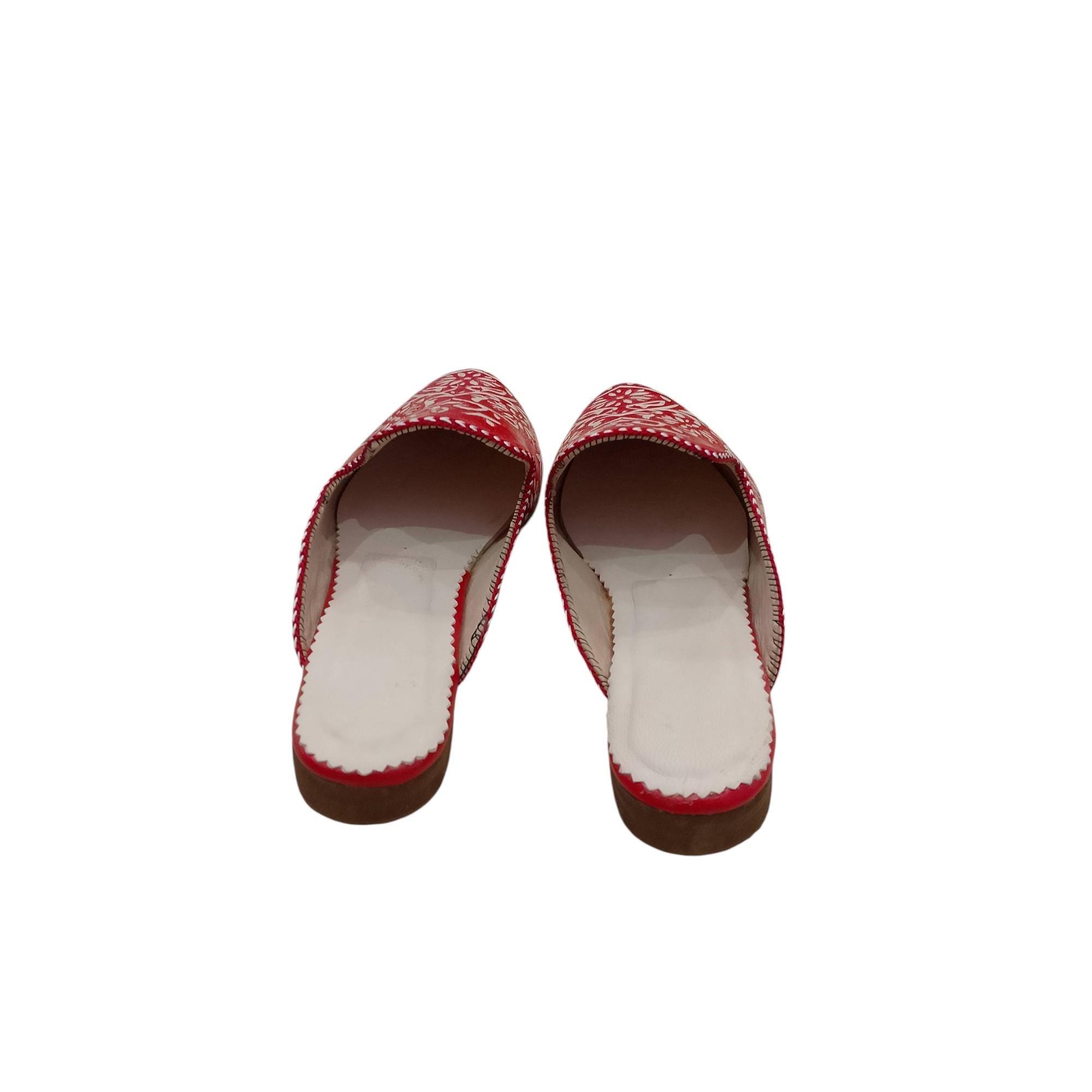 Handmade Moroccan Leather Babouche – Green Traditional Slippers with Floral Motif