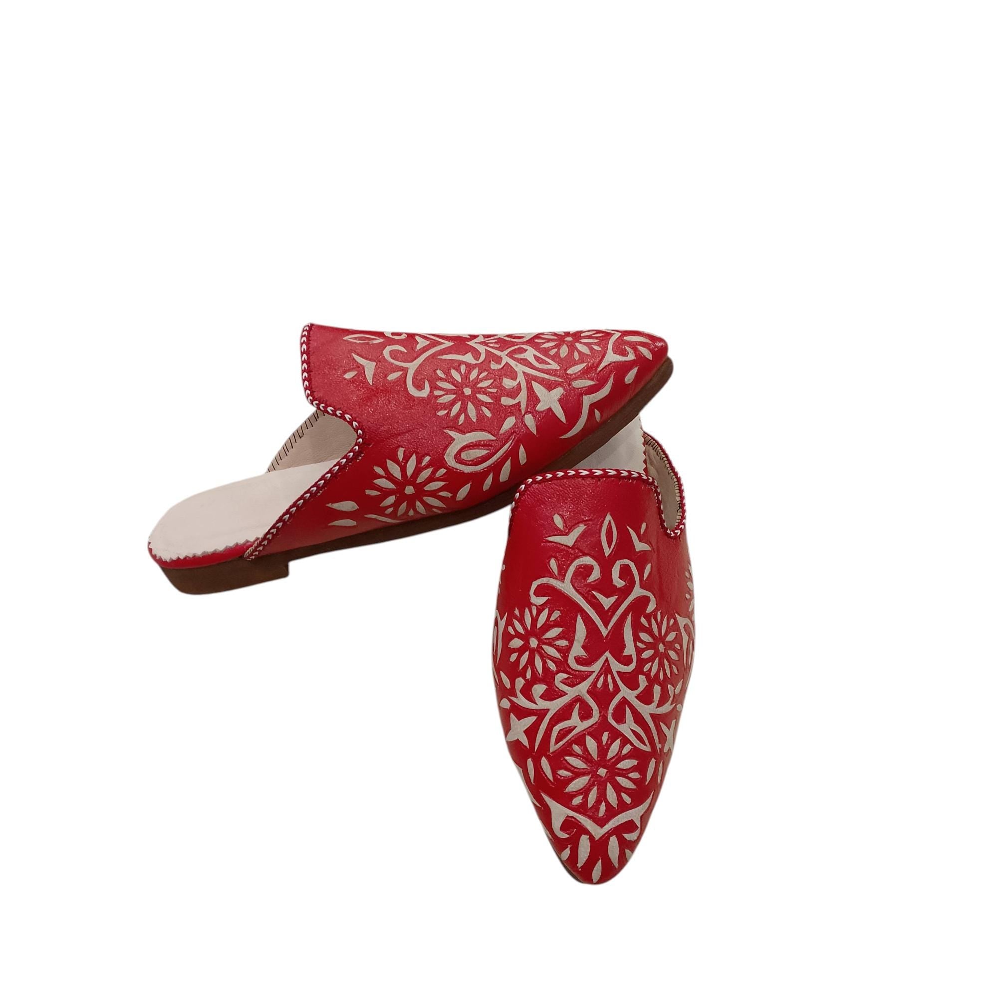 Handmade Moroccan Leather Babouche – Green Traditional Slippers with Floral Motif