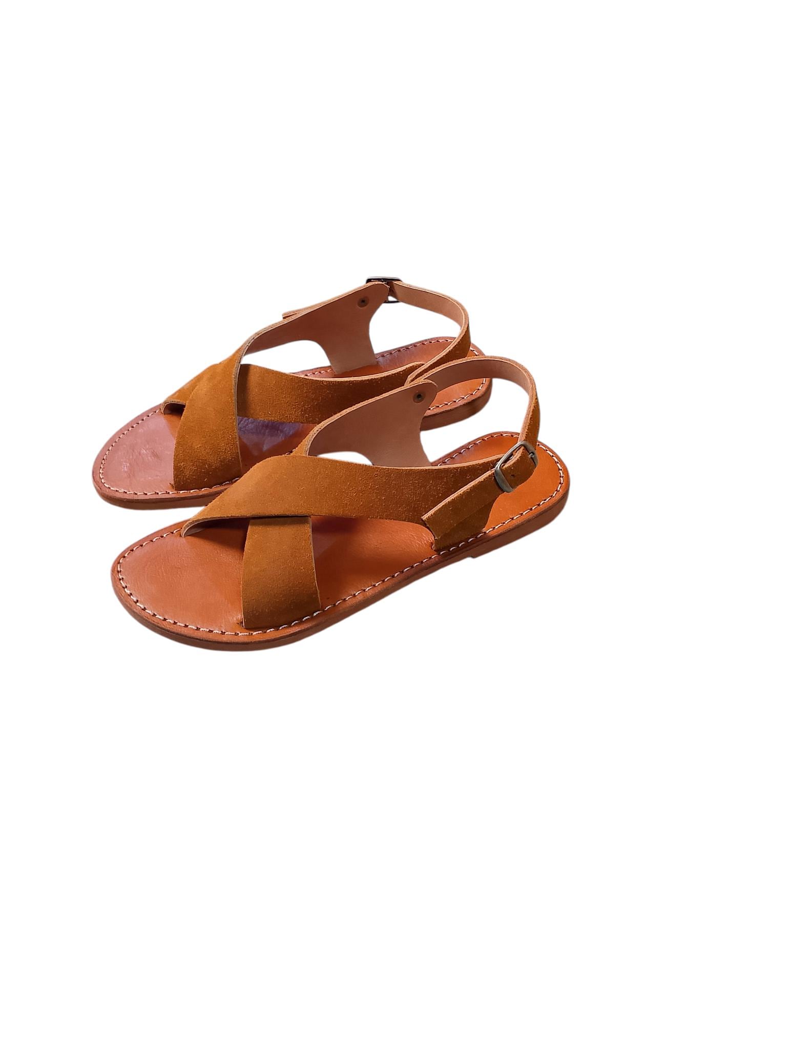 Moroccan Leather Cross-Strap Sandals Women Handmade Leopard Print 6 Colors