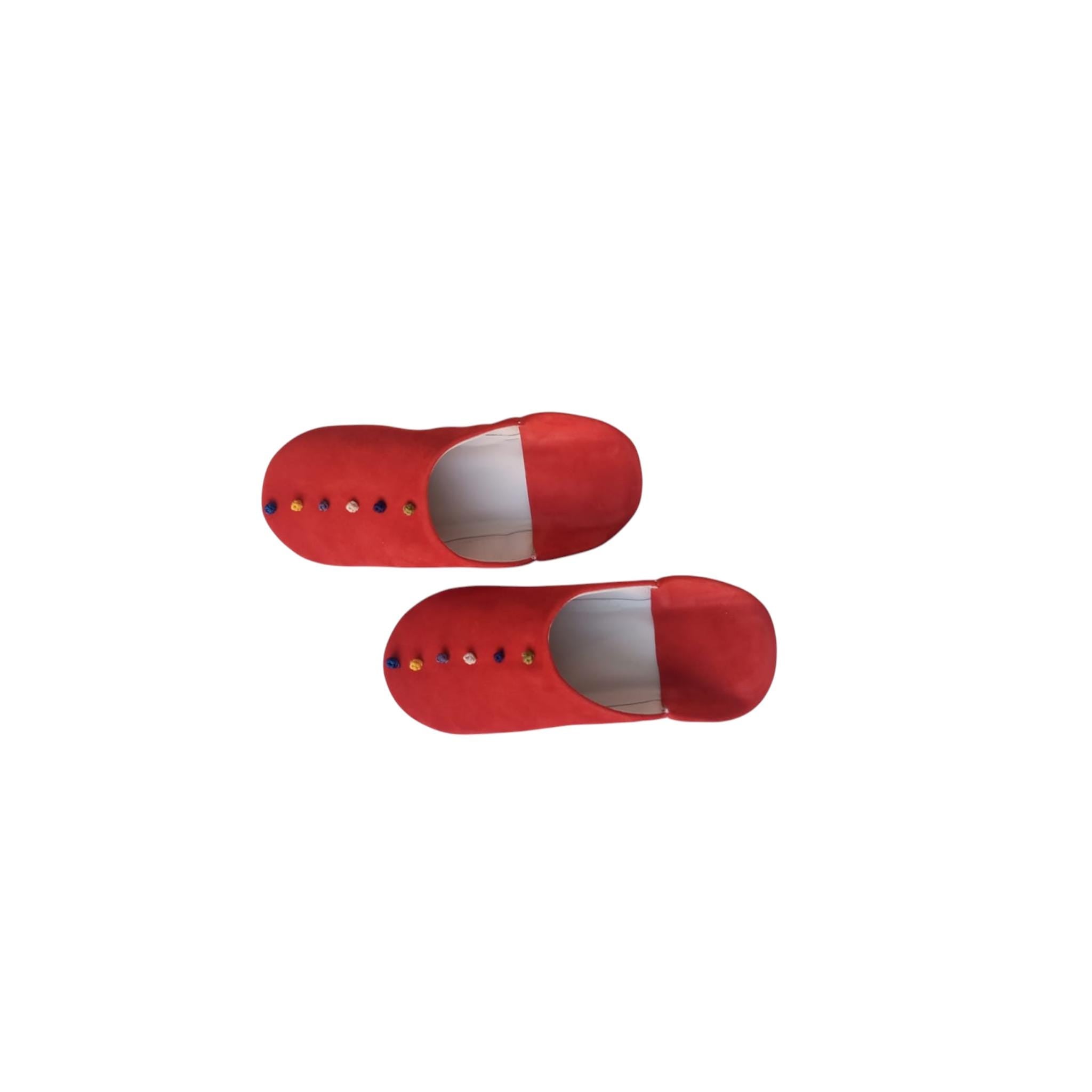 Red Indoor Slippers Women, Moroccan Leather House Shoes, Handmade Babouche, Soft Comfortable Home Footwear