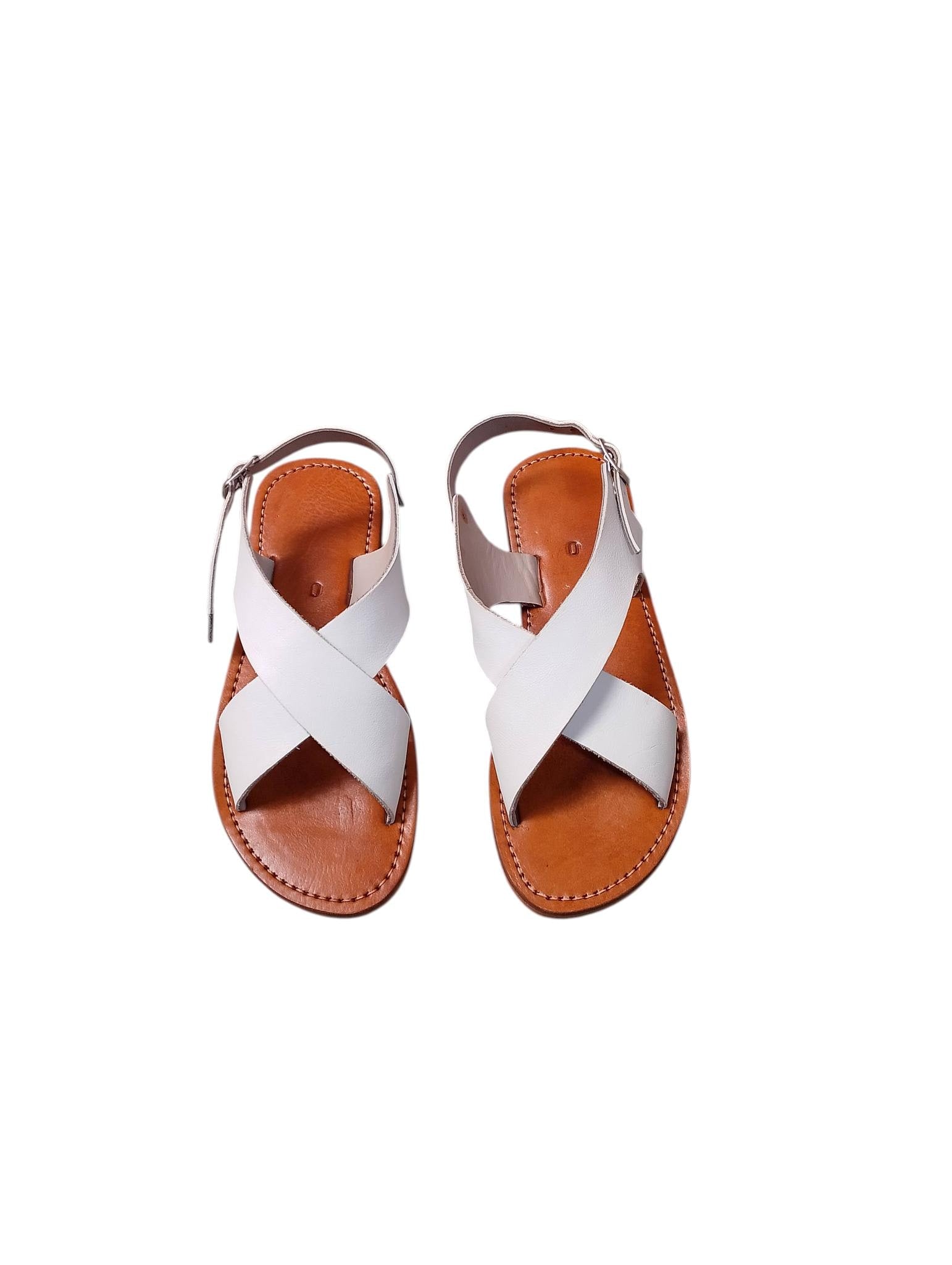 Moroccan Leather Cross-Strap Sandals Women Handmade Leopard Print 6 Colors