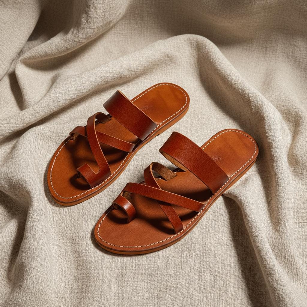 Moroccan Leather Sandals Unisex Handmade Babouche Orthopedic