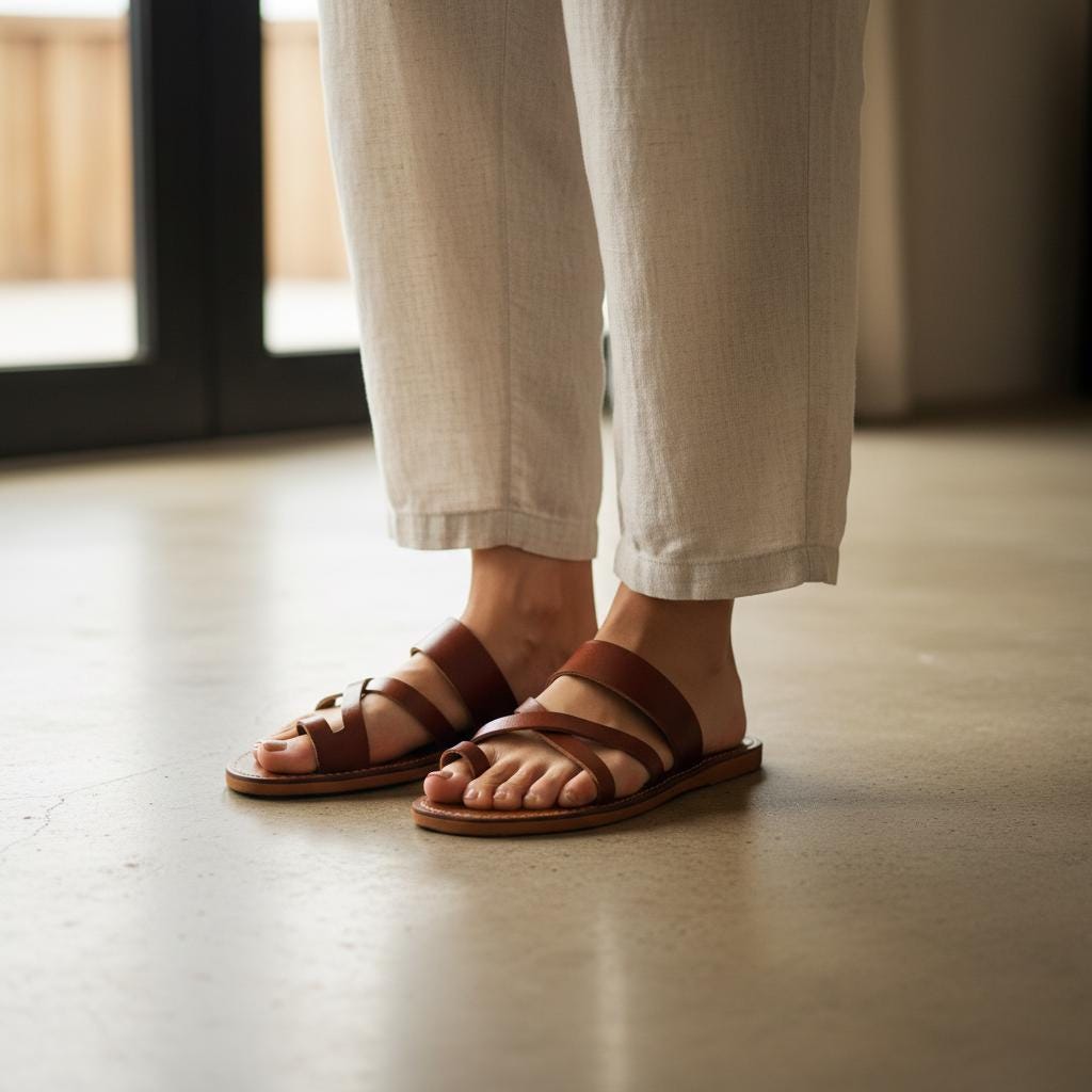 Moroccan Leather Sandals Unisex Handmade Babouche Orthopedic