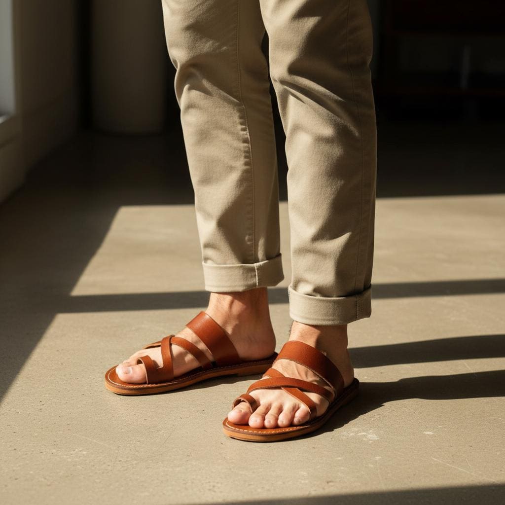 Moroccan Leather Sandals Unisex Handmade Babouche Orthopedic