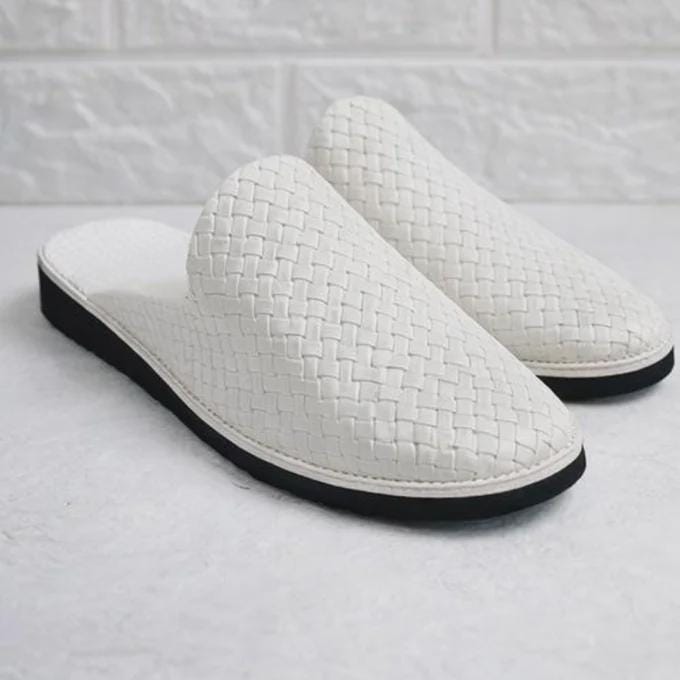 Handmade Moroccan Leather Babouche Slippers | Woven Slip-On Shoes