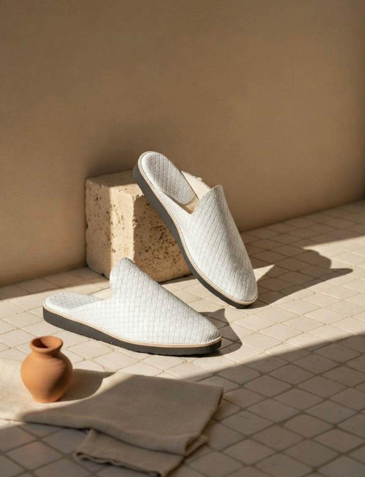 Handmade Moroccan Leather Babouche Slippers | Woven Slip-On Shoes