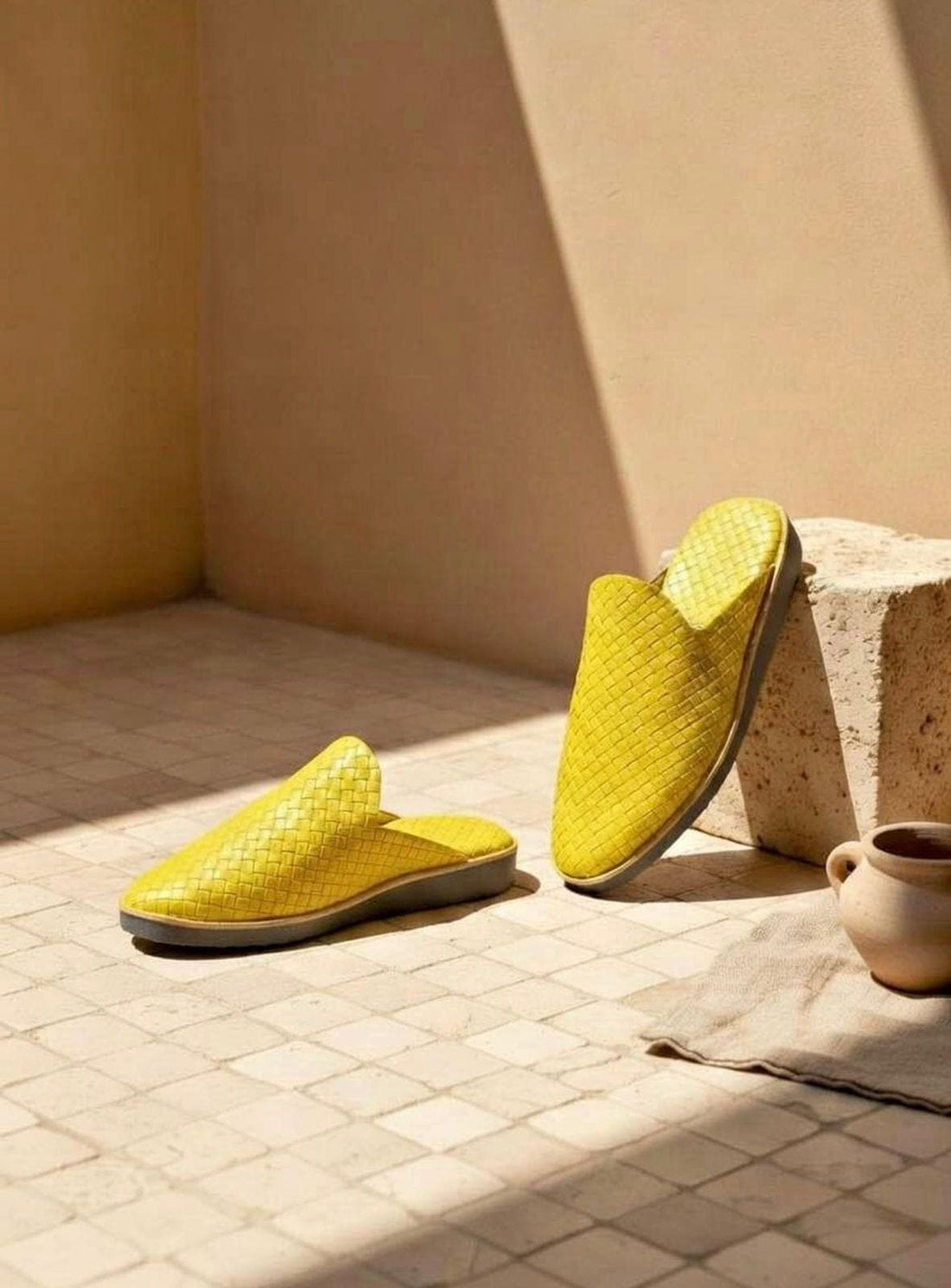Handmade Moroccan Leather Babouche Slippers | Woven Slip-On Shoes