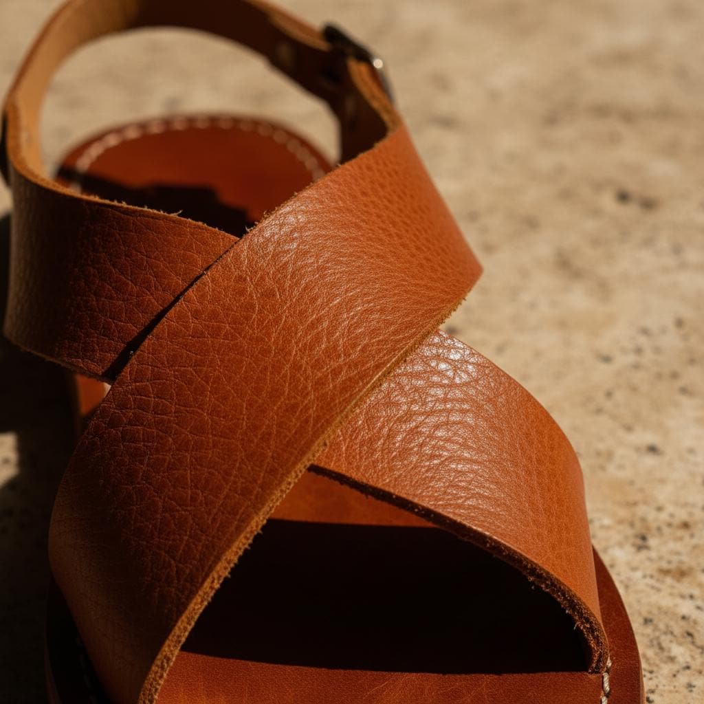 Moroccan Leather Sandals Women Handmade Boho Flat