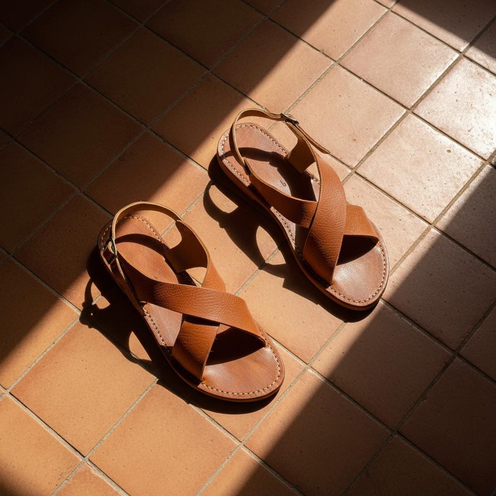 Moroccan Leather Sandals Women Handmade Boho Flat