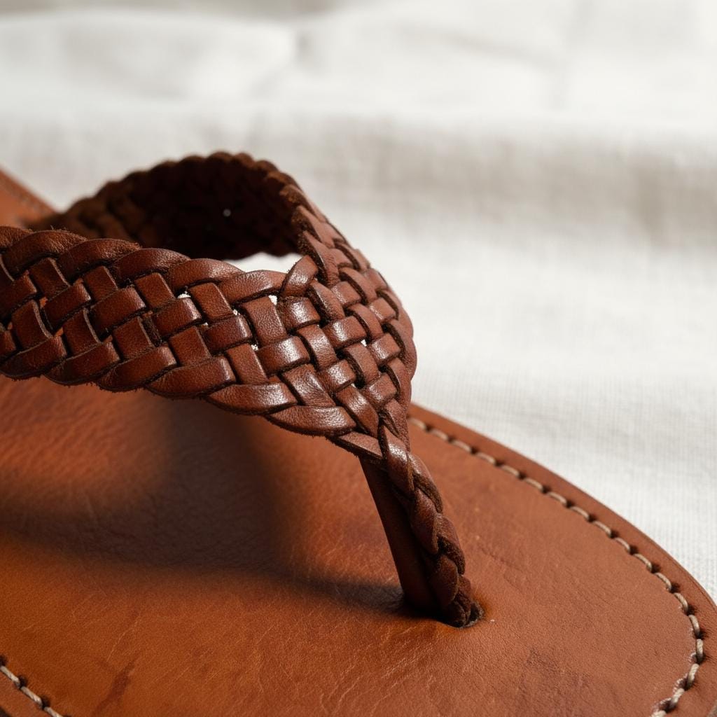 Moroccan Leather Sandals Unisex Handmade Flip Flops