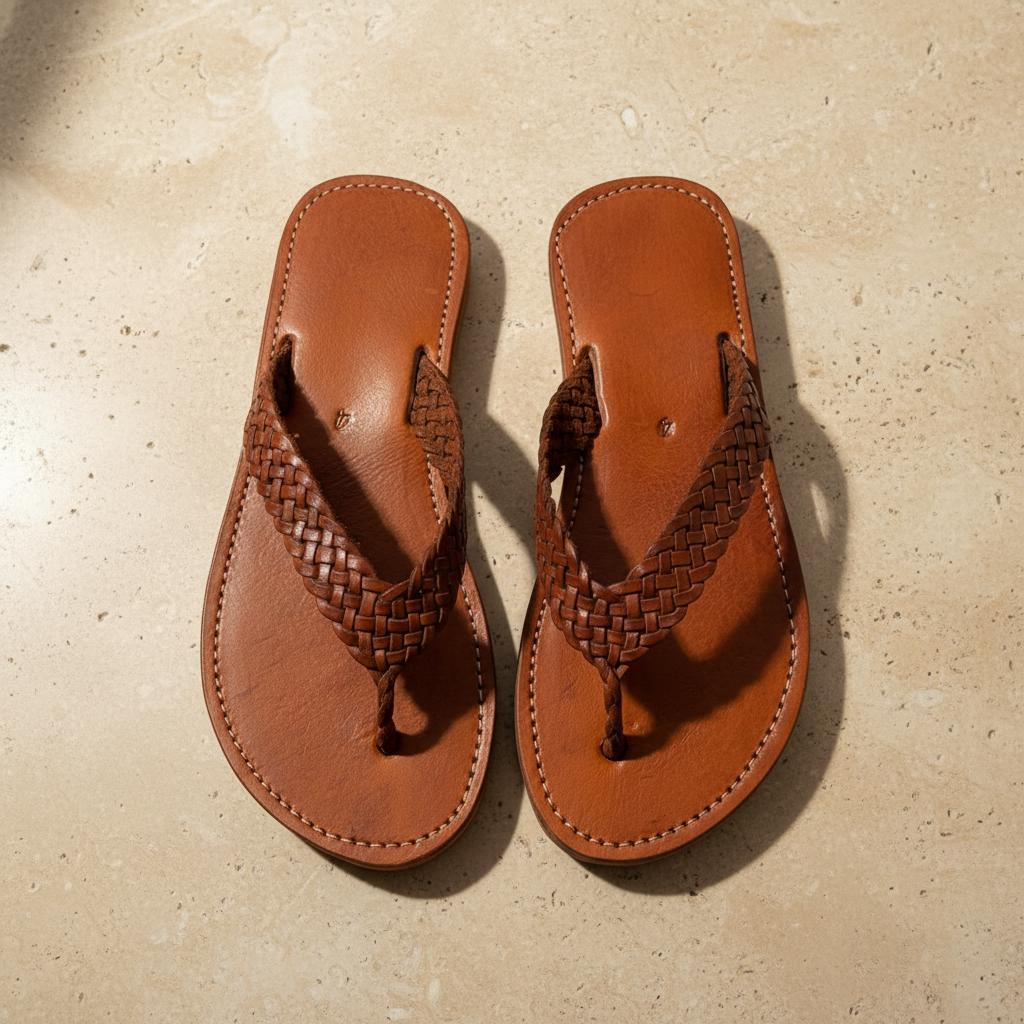 Moroccan Leather Sandals Unisex Handmade Flip Flops